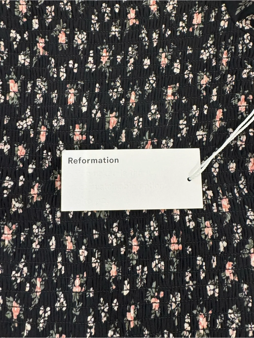 NWT Reformation Smocked Floral Long-Sleeve Top - Black